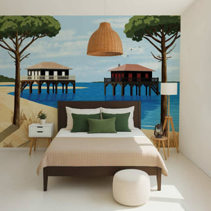 Papier peint panoramique Les cabanes d' Arcachon  Intissé