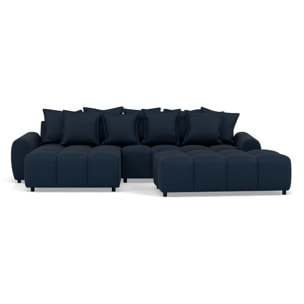Adelaide - canapé d'angle réversible 4 places avec pouf d'appoint en tissu texturé - Bleu