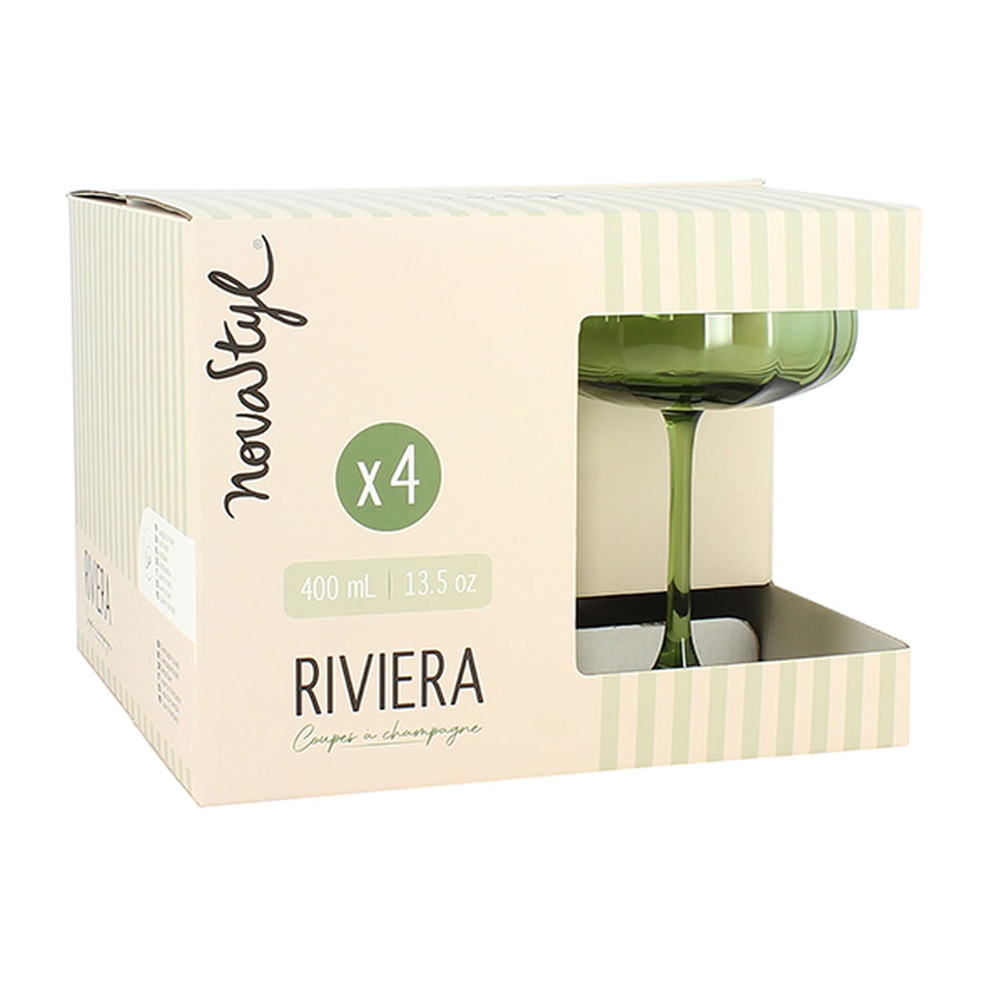 Lot de 4 coupes en verre 36,5cl vertes RIVIERA