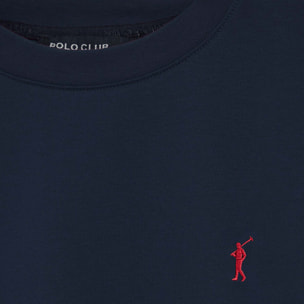 Maglietta blu marino a girocollo e logo Rigby Go ricamato