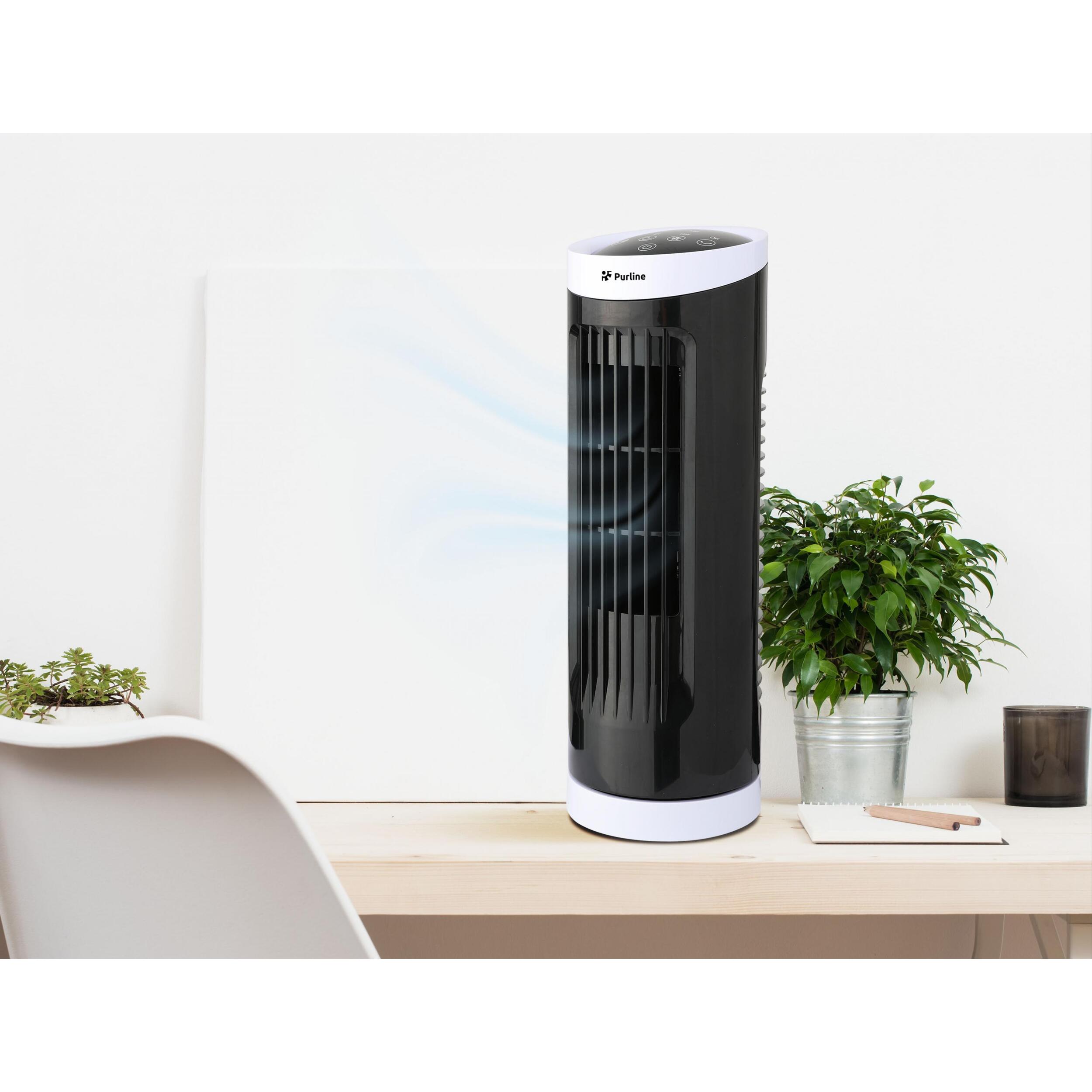 Ventilateur tour compact rotatif noir