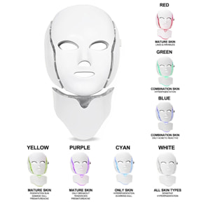 Máscara LED de 7 colores para rostro y cuello – Edición limitada