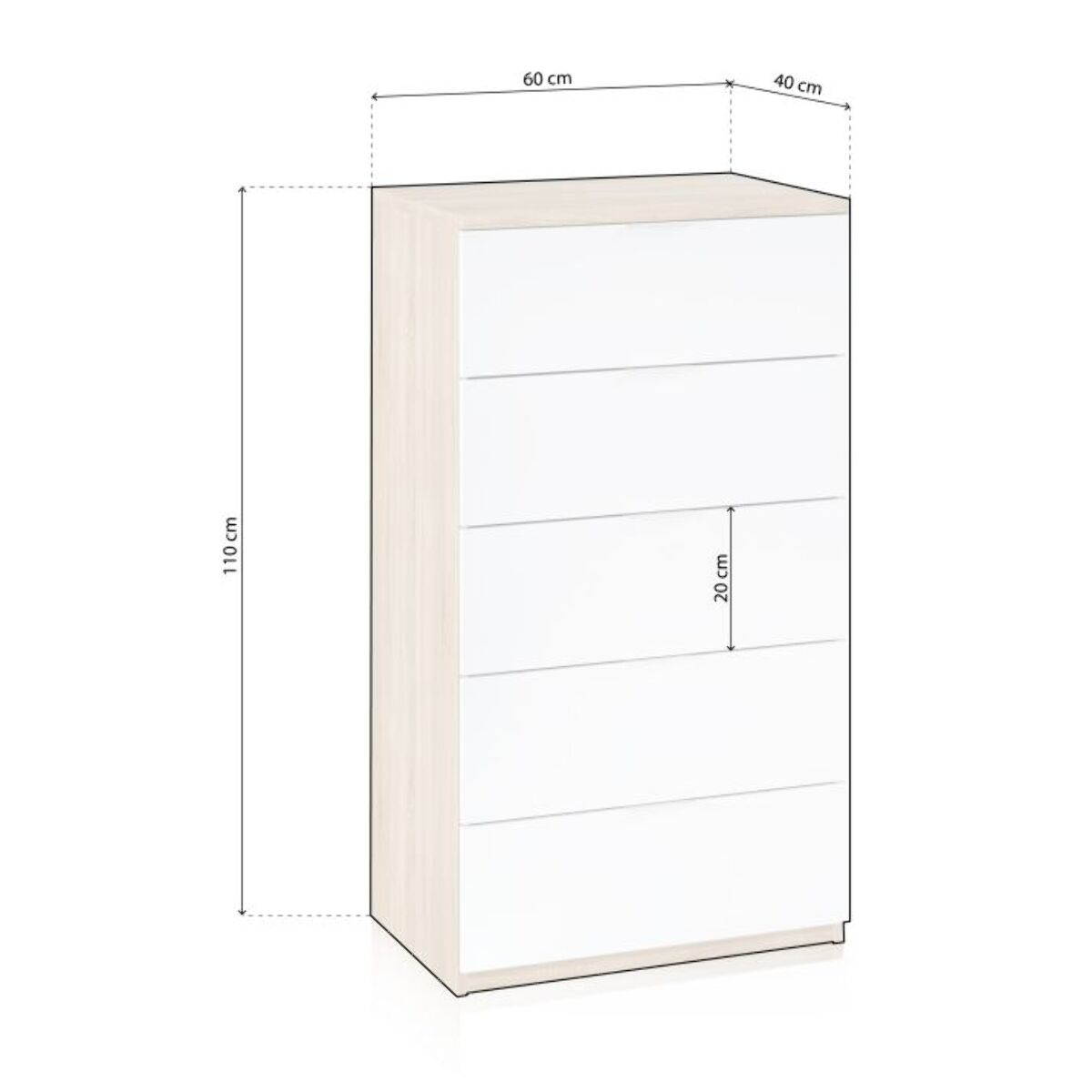 Cómoda Akari Blanco Artik (Blanco Mate) - Roble Canadian