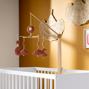 Mobile musical bébé en bois avec 4 jouets