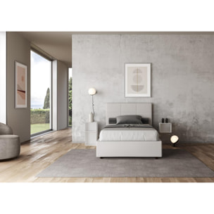 Letto una piazza e mezza con rete imbottito 120x190 similpelle bianco Mika