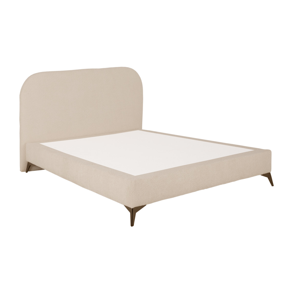 Lit rembourré en boculé beige pour les matelas en différentes tailles