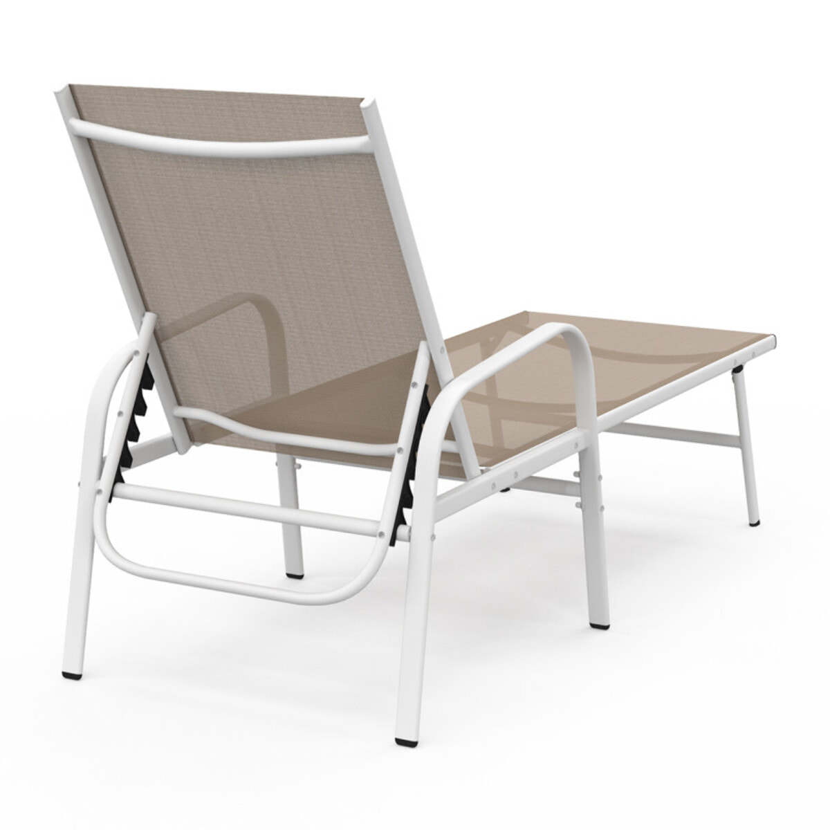 Transats inclinables 5 positions en textilène beige - lot de 2