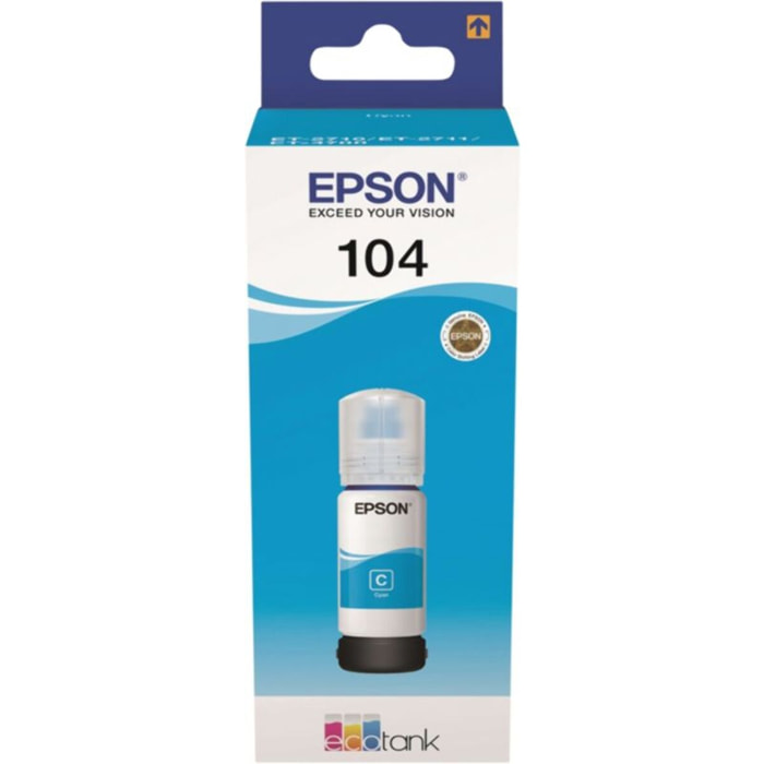 Cartouche d'encre EPSON Bouteille d'Encre Ecotank 104 Cyan - C13T00P240