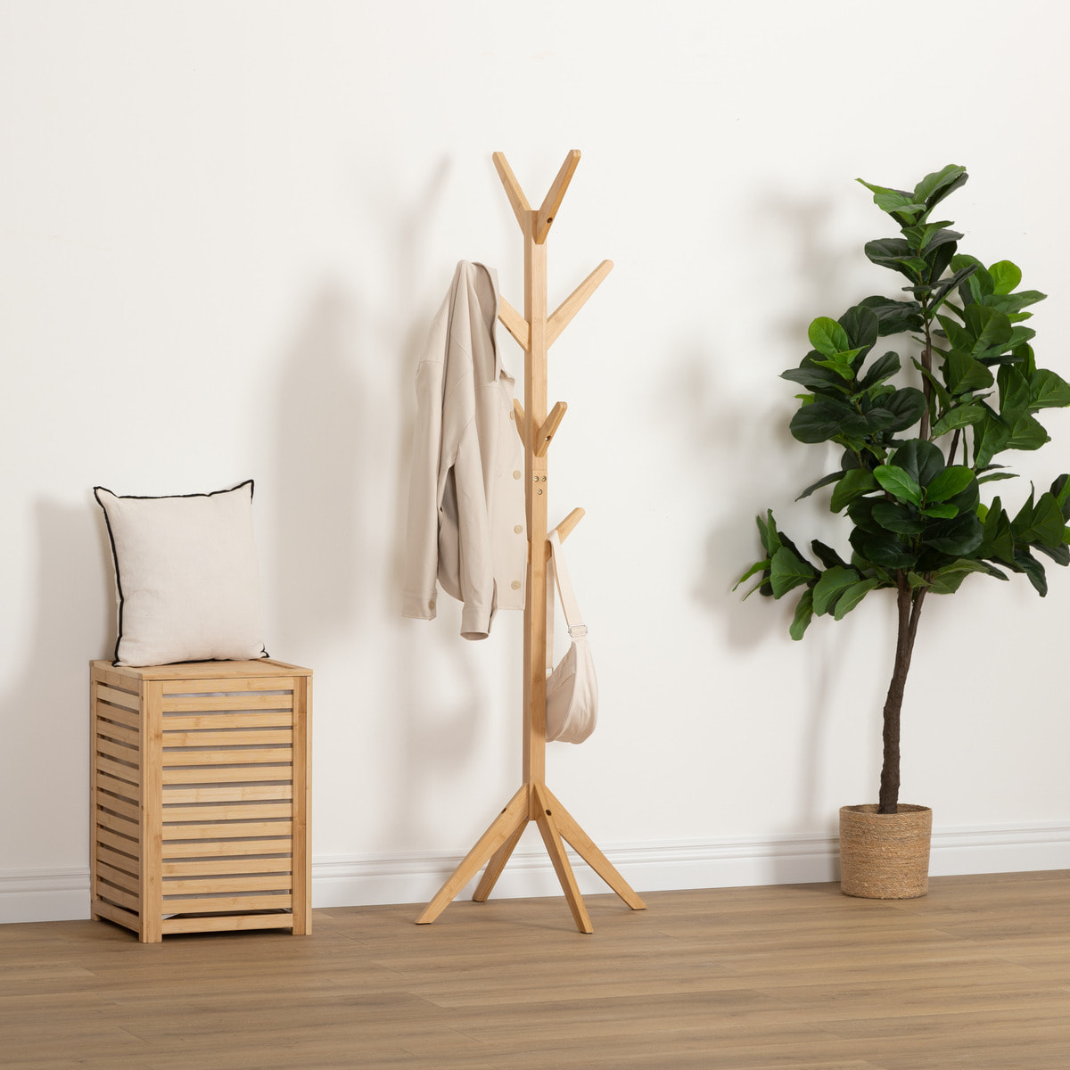 Porte-manteaux 8 crochets bambou