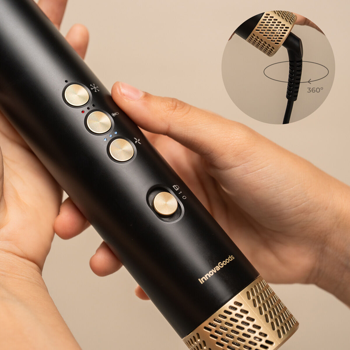 Brosse Sèche-Cheveux et Coiffeur Multifonction Ionique avec Technologie Coanda et 7 Accessoires Wavify InnovaGoods