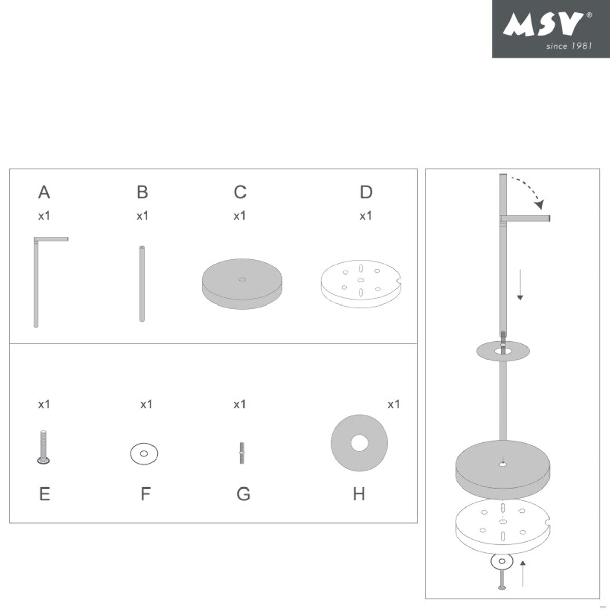 Porte Rouleau Papier Wc sur pied avec system reserve top tournable sur socle Acier Noir mat MSV