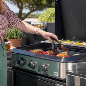 Plancha gaz ENO 80 cm Inox 3 brûleurs à poser, 69x40 cm