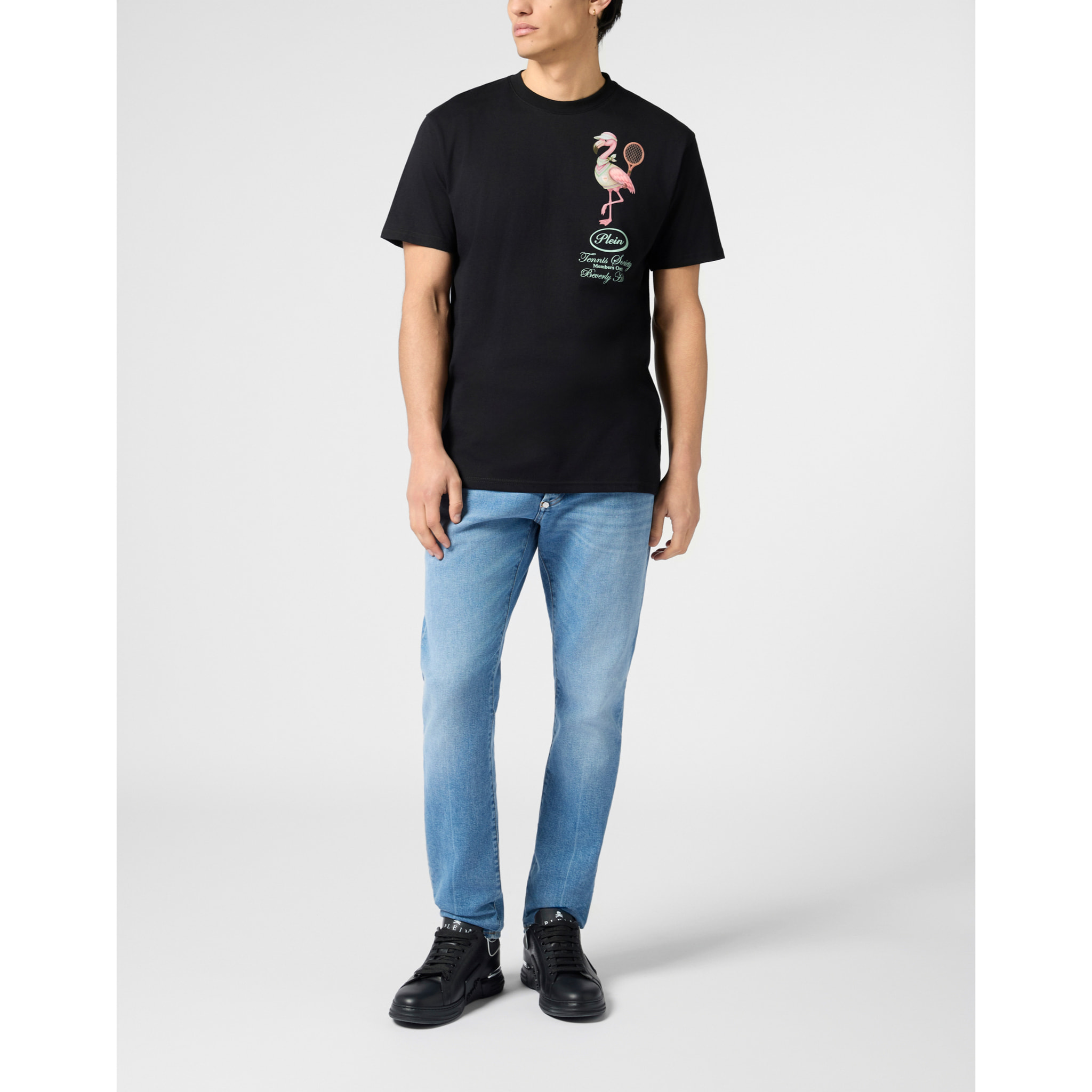 PHILIPP PLEIN Round Neck T-Shirt Flamingo Tennis Society