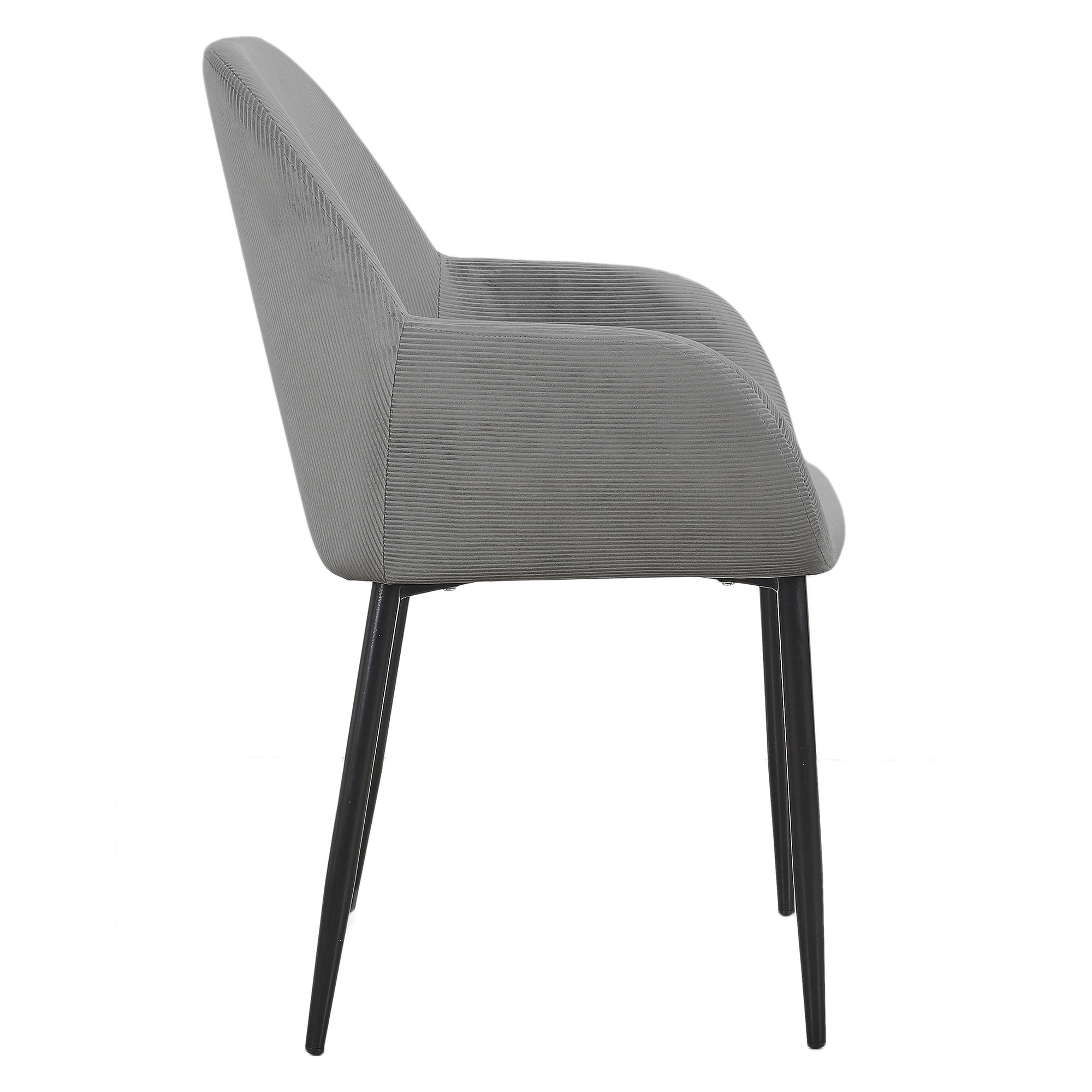 Fauteuil Giulia Gris Fonce Velours Cotele - Lot De 2