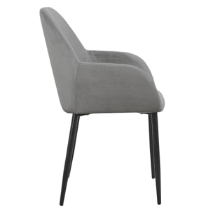 Fauteuil Giulia Gris Fonce Velours Cotele - Lot De 2