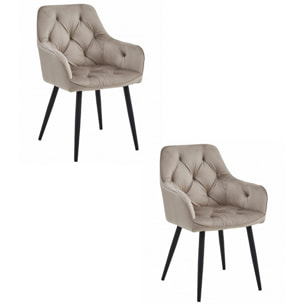 Set di 2 sedie Jork in velluto beige scuro e metallo