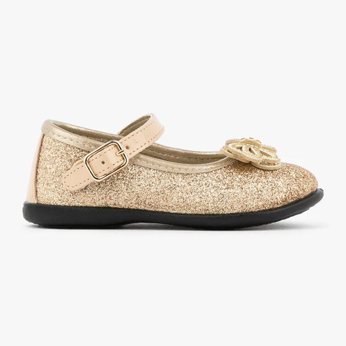 Baby's Platinum Glitter Ballerinas With Bow