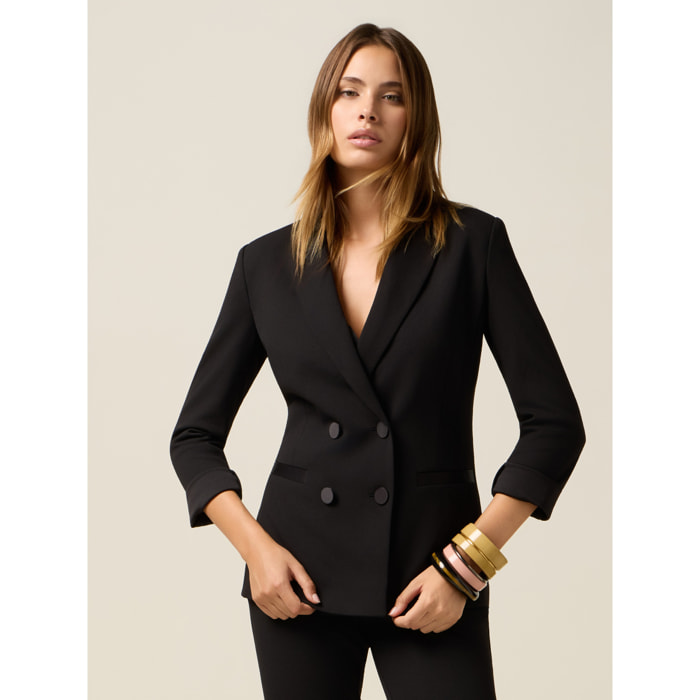 Oltre - Blazer cruzado con botones forrados - Negro