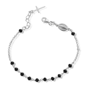 Bracciale Hiriwa 925 Rosario Argento Pietre Nere