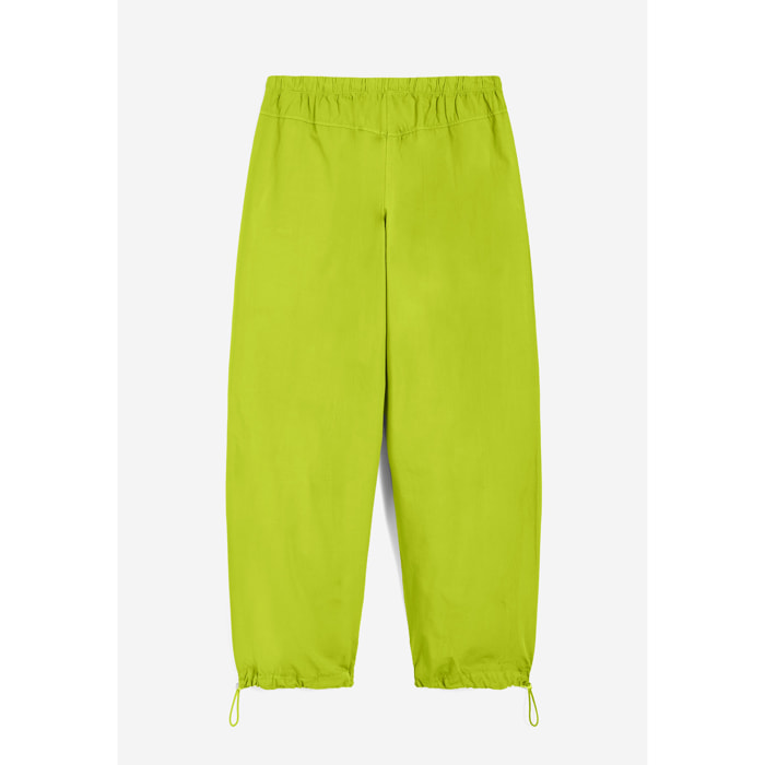 Pantaloni parachute pants in popeline con coulisse sul fondo