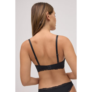Reggiseno imbottito senza ferretto con pizzo nero, coppa B