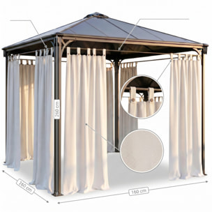 Tenda per gazebo con passanti e bottoni, telo ombreggiante in cotone e poliestere resistente ai raggi UV, facile da installare, ideale per terrazzo veranda e giardino, garantisce privacy e protezione dal sole