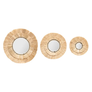 3 miroirs "Alba" Raphia D20/30/40cm