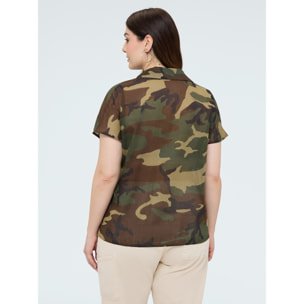 Fiorella Rubino - Camicia camouflage in cotone - Verde militare