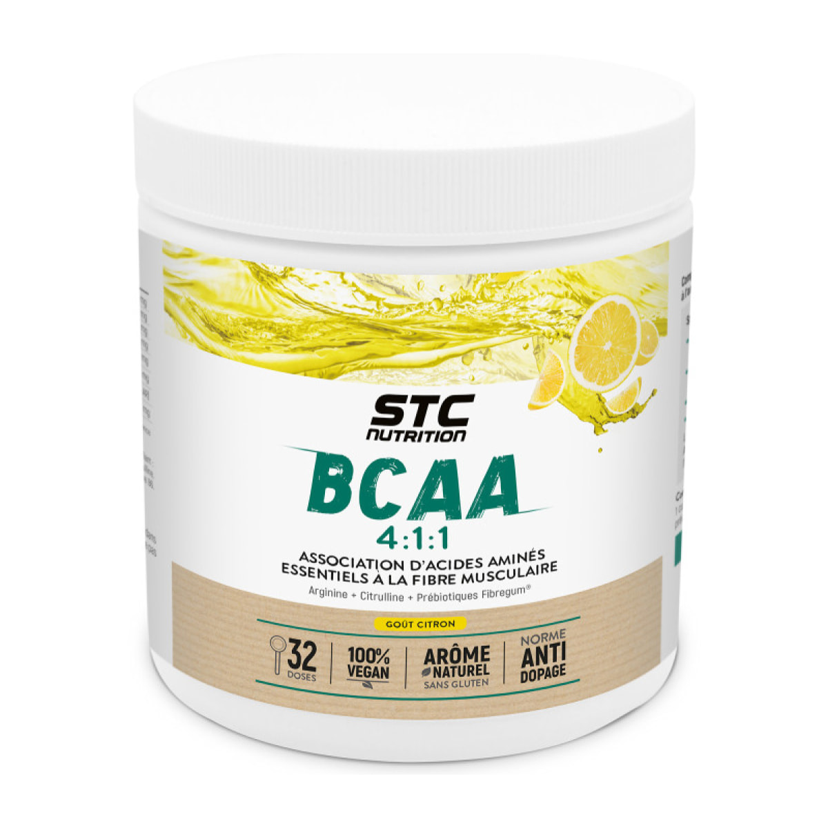 BCAA 4 : 1 : 1 - Favorise un meilleur développement musculaire & une meilleure récupération - Résistance à la fatigue - Ratio optimal Leucine, Valine, Isoleucine - 32 doses