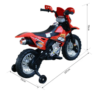 Motocross électrique 35 W enfant 3 à 6 ans dim. 107L x 53l x 70H cm roulettes amovibles rouge