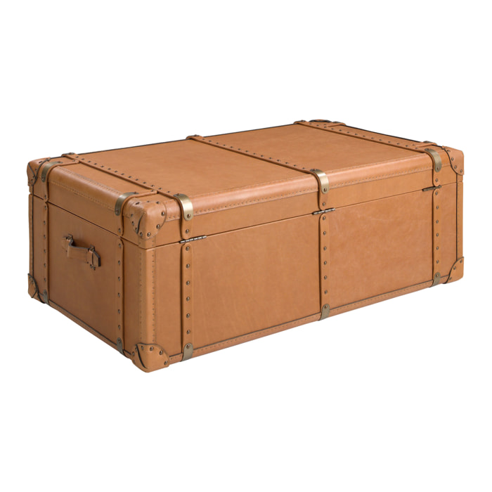 Baúl Angel Cerdá con estructura de madera MDF tapizada en piel de origen vacuno en marrón 126x74x46cm