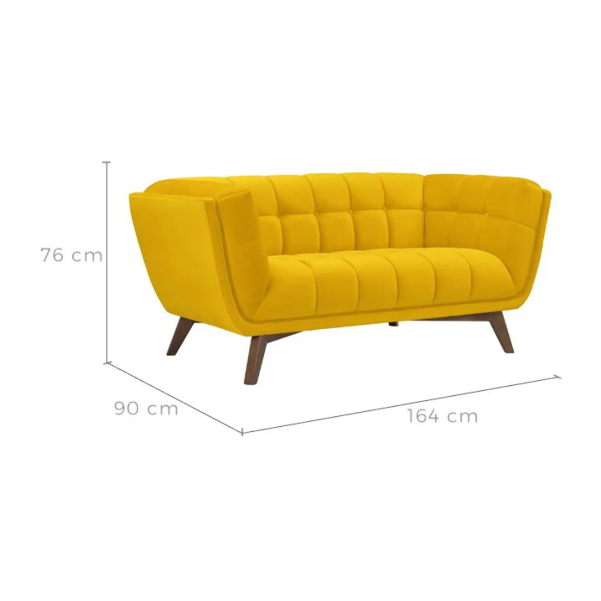 Canapé 2 places en velours jaune - Mona