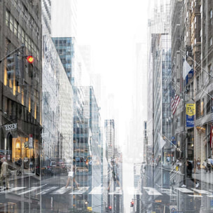 Poster madison square abstraction Affiche + cadre en bois - Chêne