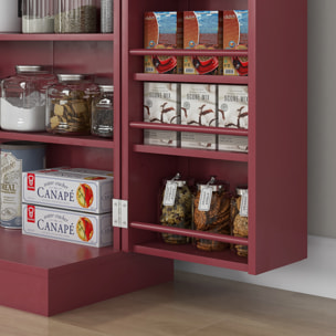 Armoire de cuisine 2 portes total 14 étagères - dim. 60L x 30l x 104H cm - MDF bordeaux
