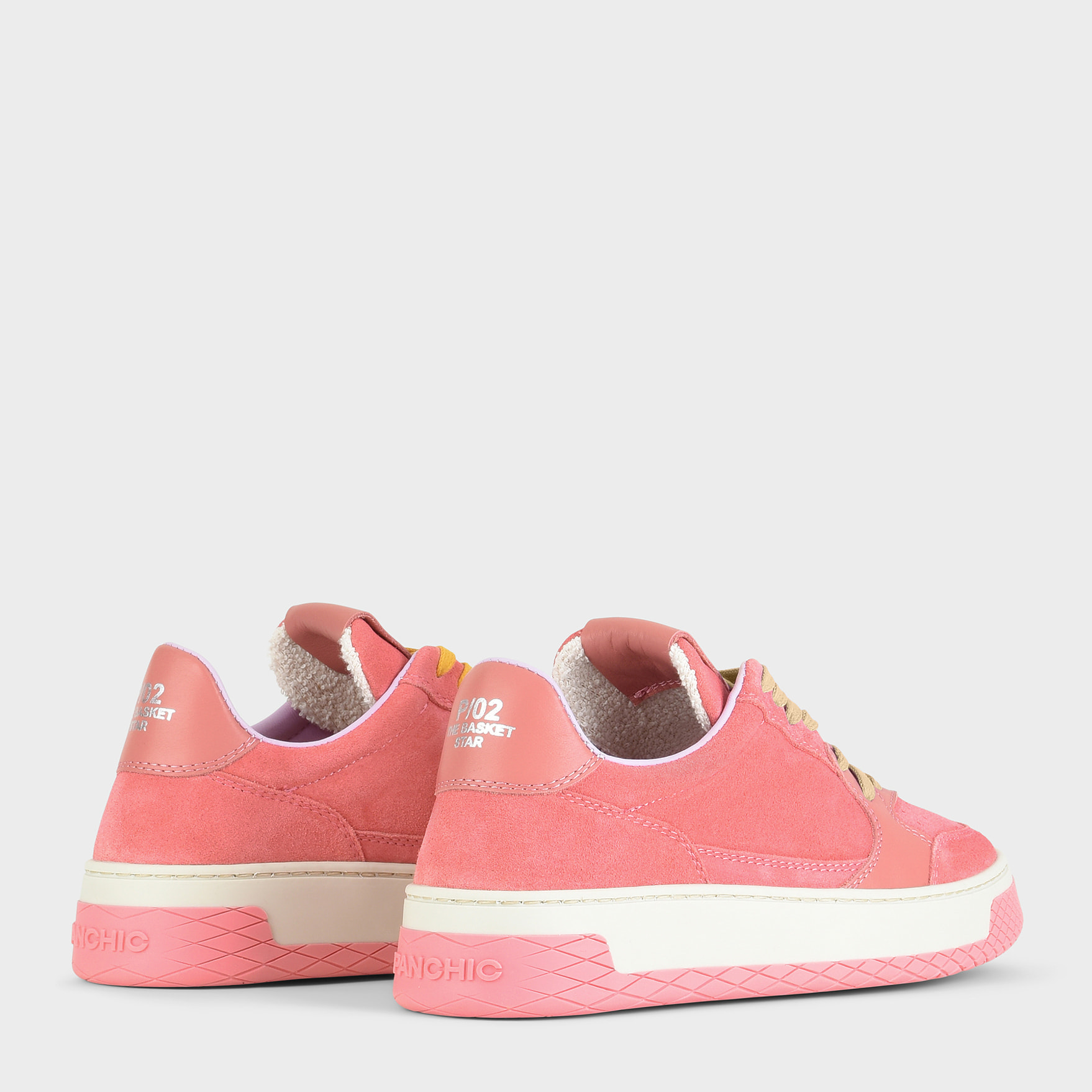 ZAPATILLA BAJA MUJER P02 DE ANTE Y PIEL BUBBLEGUM