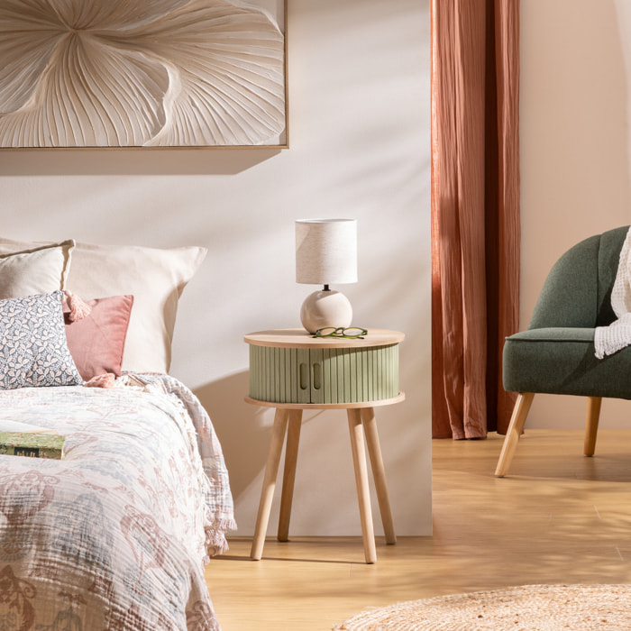 Chevet 2 portes "Nysos" vert olive 54x40x40cm