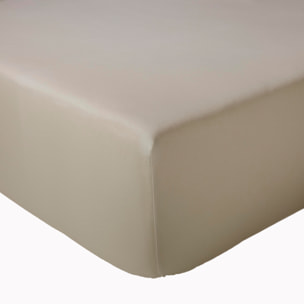 Drap-housse uni en satin de coton - Naturel