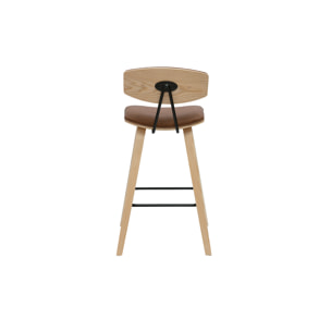 Tabourets de bar design marron et bois clair H69 cm (lot de 2) VASCO