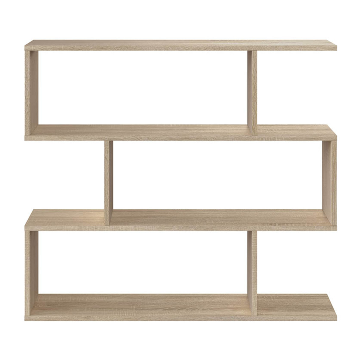 Libreria Da Terra Con Scaffali, Mensole Zig Zag 6 Vani Portaoggetti 4 Ripiani Design Moderno Soggiorno Casa Studio Ufficio Sala 97x110x25 cm Rovere