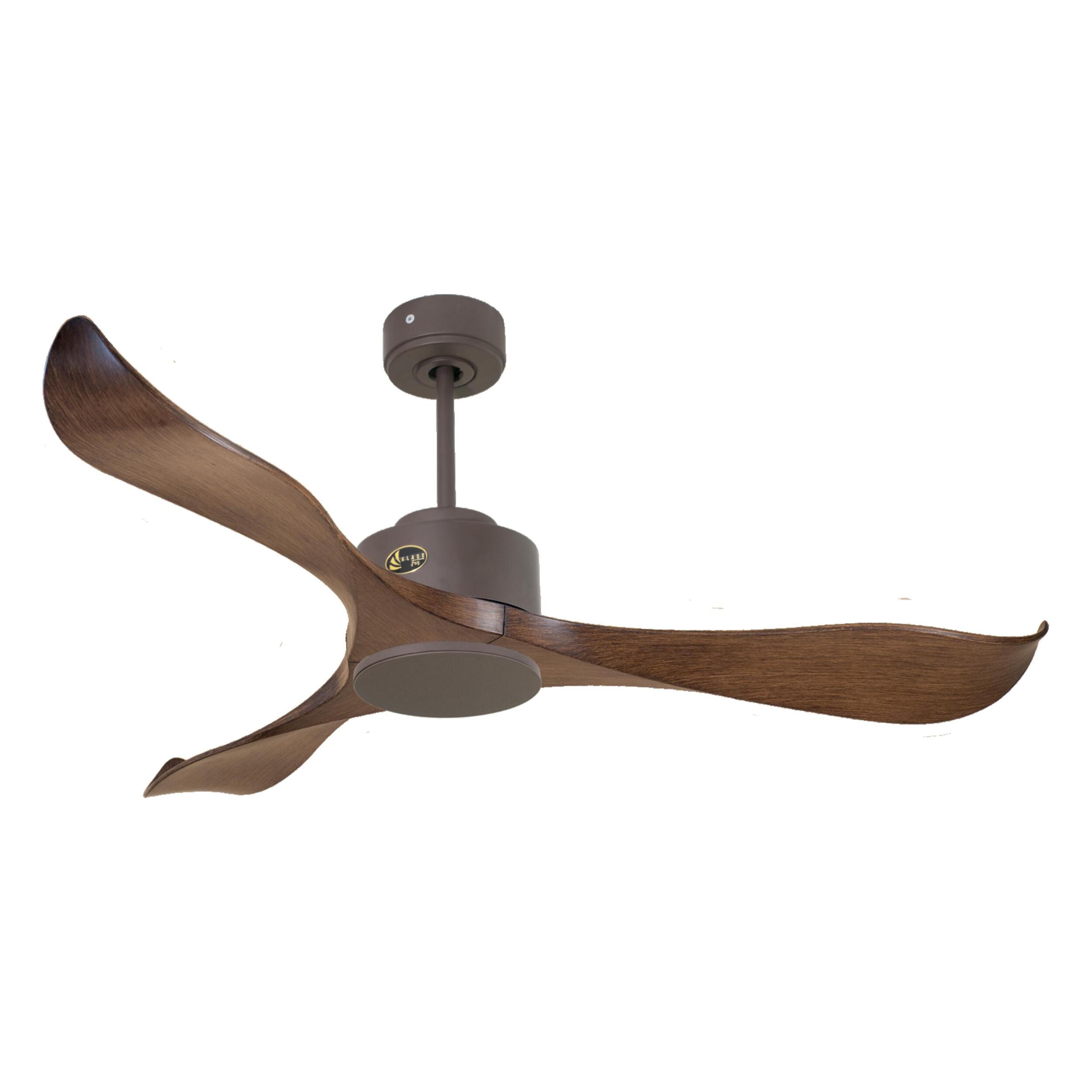 Ventilateur de plafond Réversible Lumière  Thermostat Wifi Moteur à courant continu Toits en pente Télécommande Adaptateur 2/3 Lames Hypersilence Mémoire 40   W Chocolat