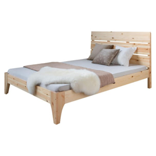 Letto piazza e mezzo in legno massiccio Natur con rete a doghe unisex HomeStyle4U Multicolor