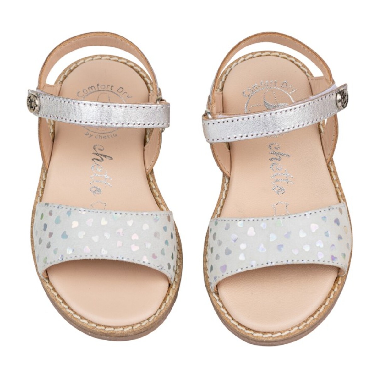 Sandalia Piel  Cabra. Velcro/Corazones