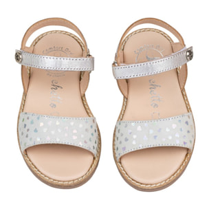 Sandalia Piel  Cabra. Velcro/Corazones