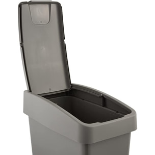 Cubo de Basura Premium ECO con Tapa Abatible, Tacto Suave, 25 L, Magne, color gris