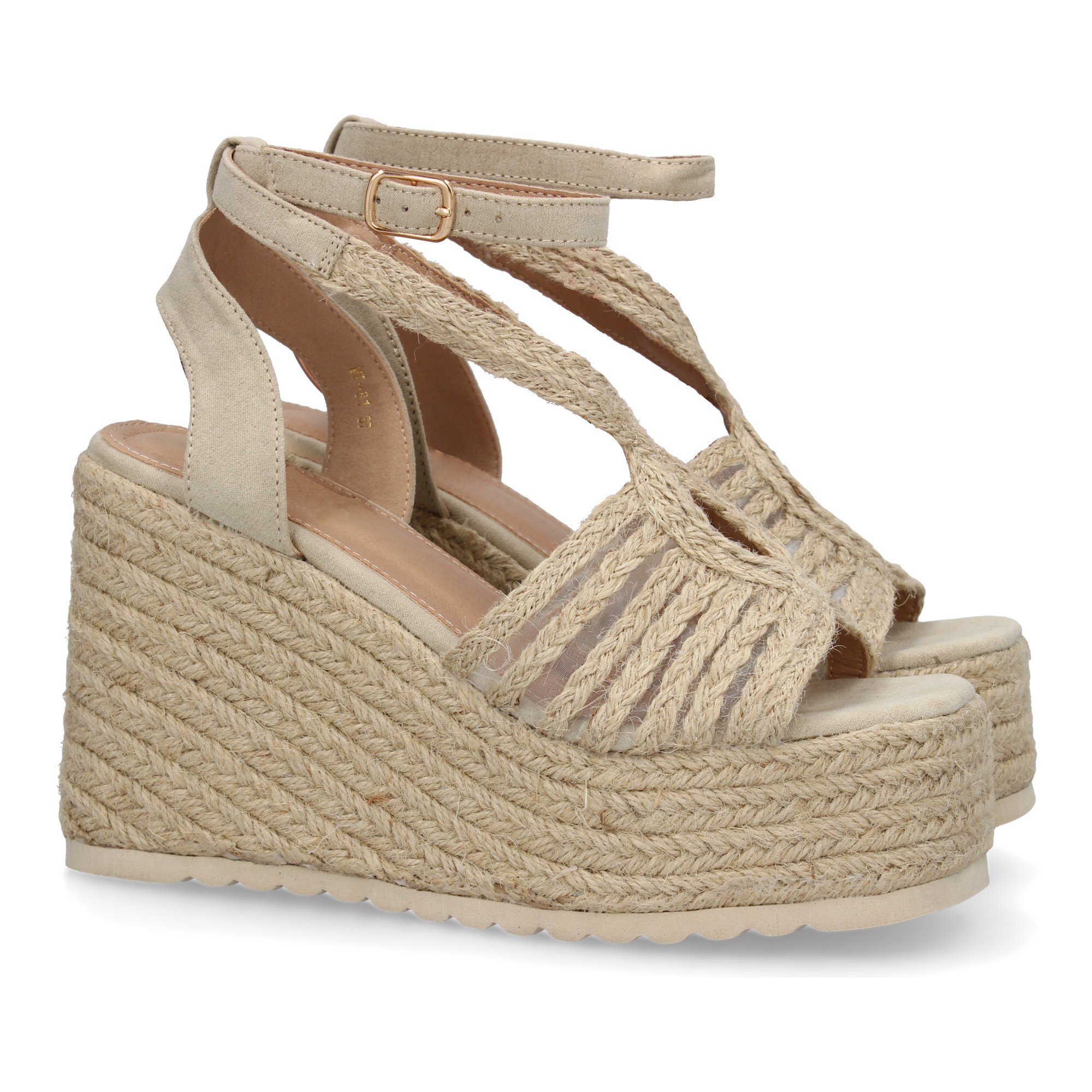 Sandalias de cuña de yute para mujer, diseño elegante y moderno con tiras cruzadas