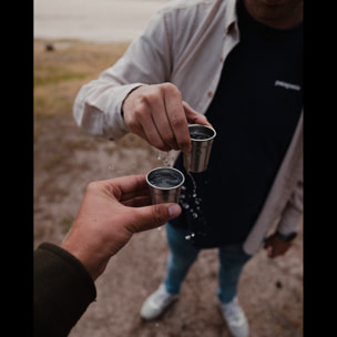 Pre-Party Shot Glass + Flask Set - Matte Black Pebble