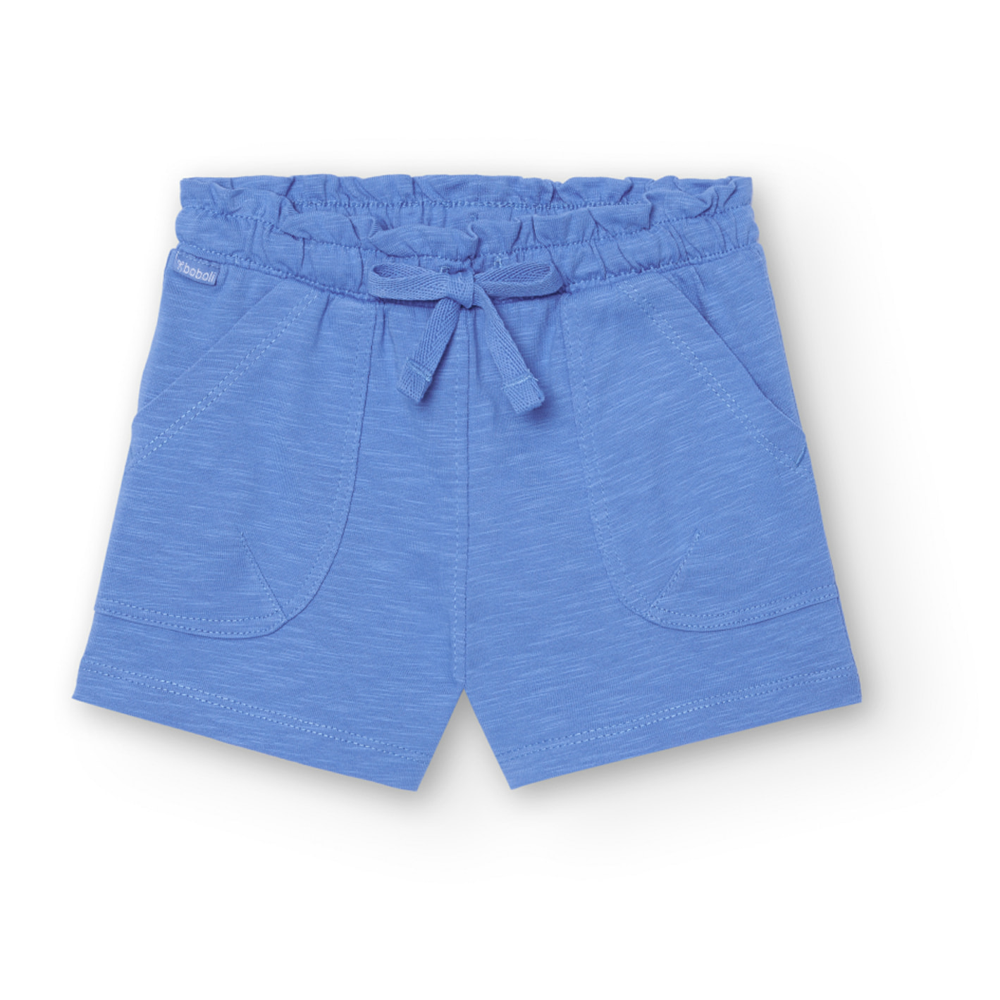 Short liso para niÃ±a en algodÃ³n de color azul, Camiseta