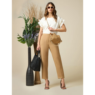 Oltre - Pantaloni misto lino - Beige