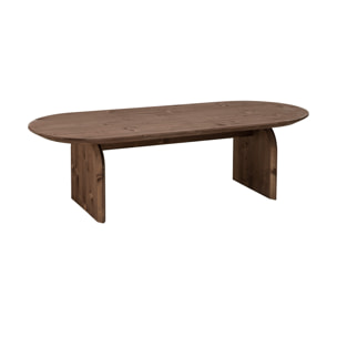 Table basse ovale en bois massif ton noyer en différentes tailles