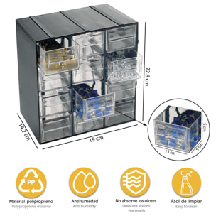 Unidad de almacenaje modular con 12 cajones pequeños, Artplast